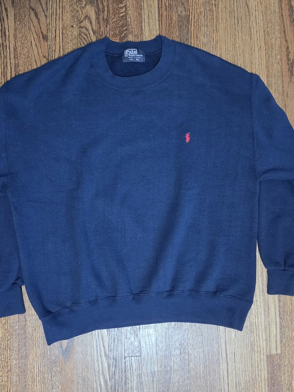 Polo by Ralph Lauren Navy Crewneck with Red Pony Embroidery